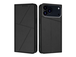Capa De Couro Fosco Para Iphone 17 Pro - Flip Magnético