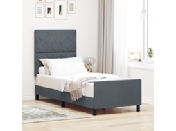 Cama Cinza Escuro 80x200 Cm Veludo