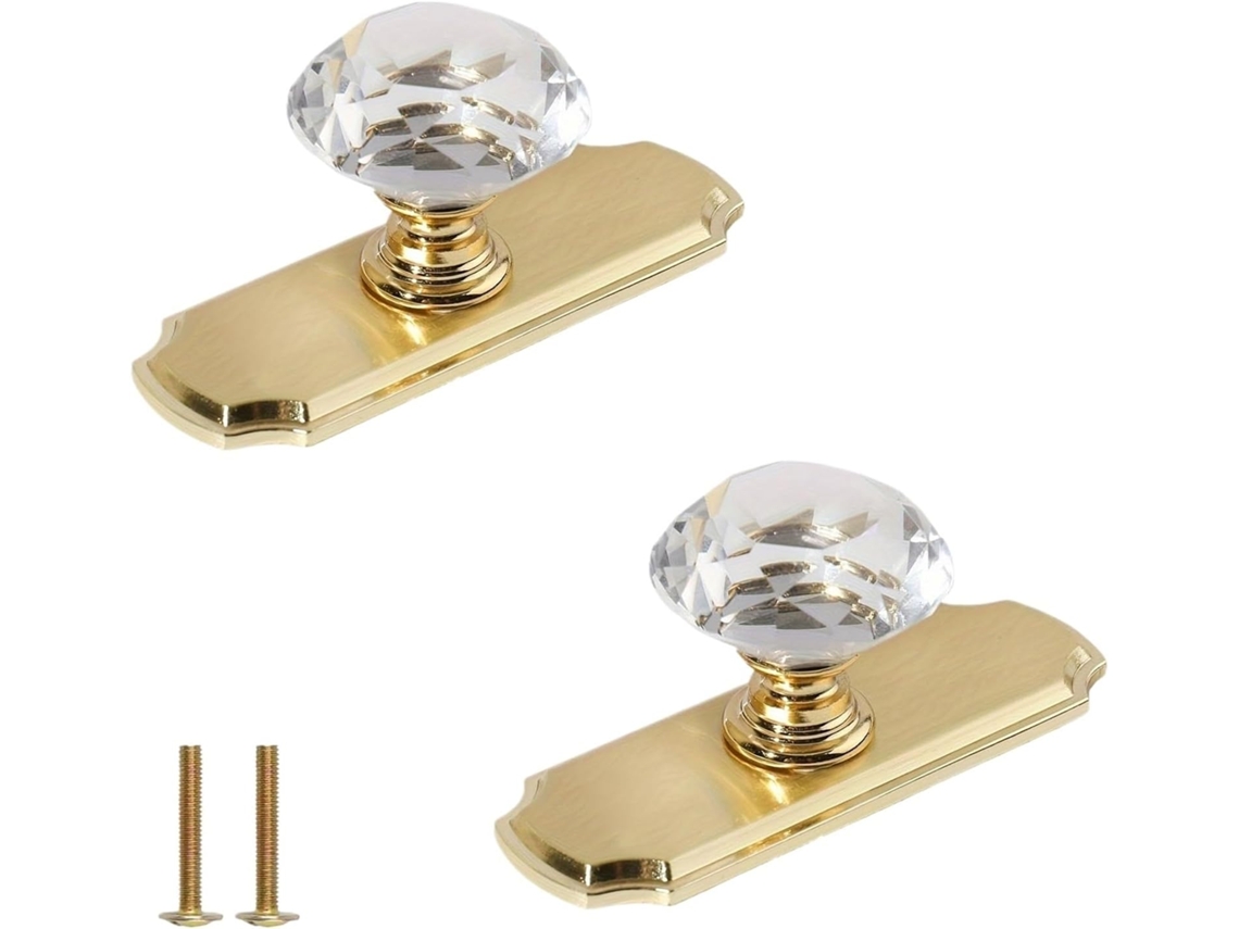 Conjunto De 6 Puxadores Redondos Cristal Transparente Para Portas E Gavetas, Com Base Em Liga De Zinco E Furo Único