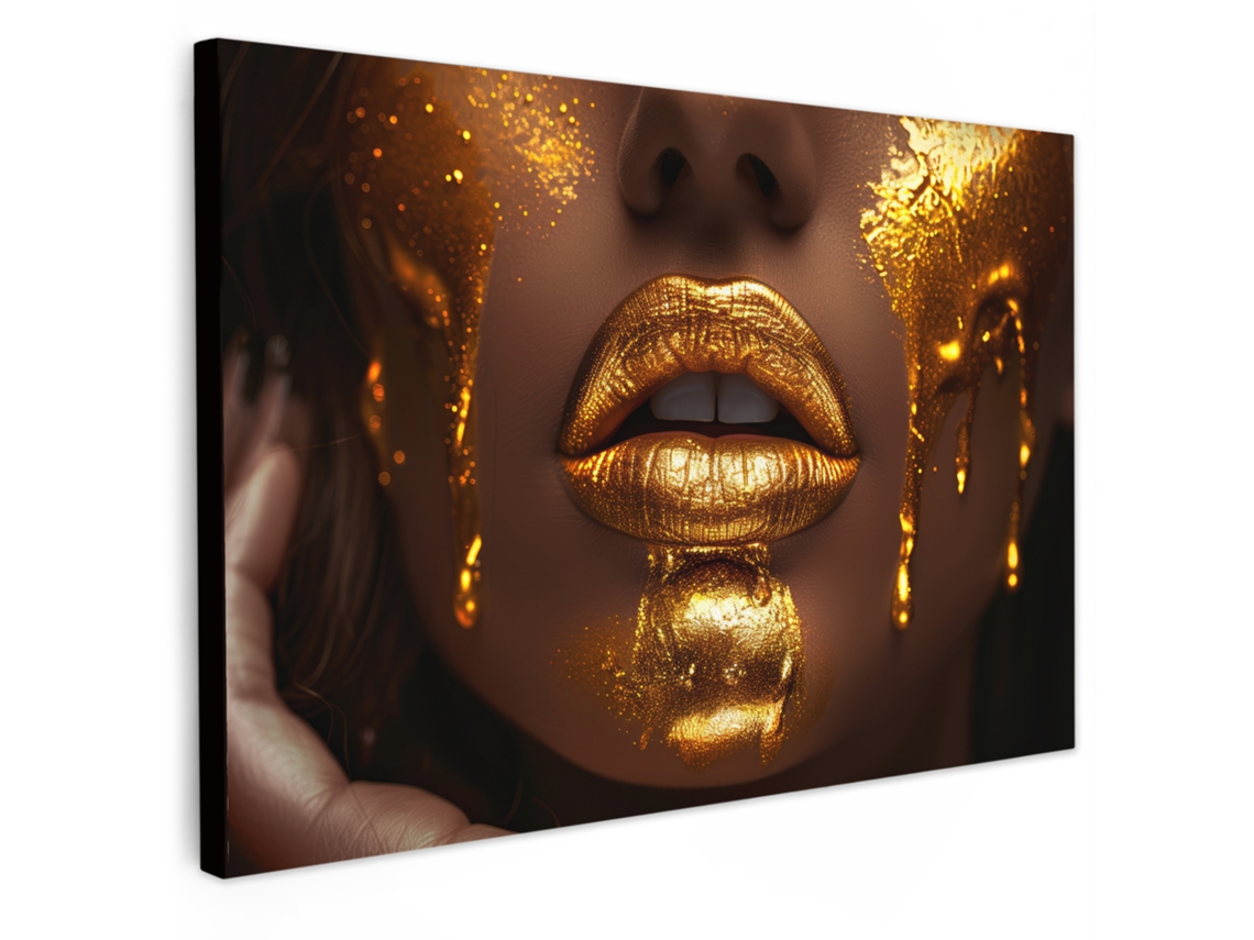 Impressão Em Tela Mulher - Ouro - Luxo - Retrato 140x90