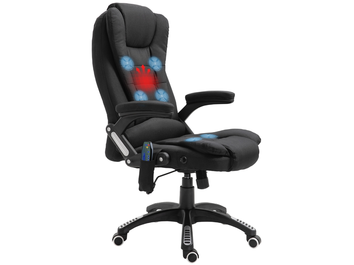 Cadeira de Escritório Massagem 68x72x110 Cm com 6 Pontos Reclinável 130° Aquecimento Preto | S/MARCA