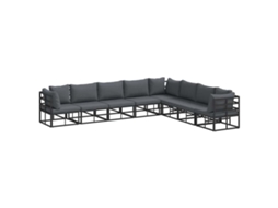 Conjunto 8 Móveis De Jardim Vidaxl Preto Alumínio (353 X 283 X 71 Cm)