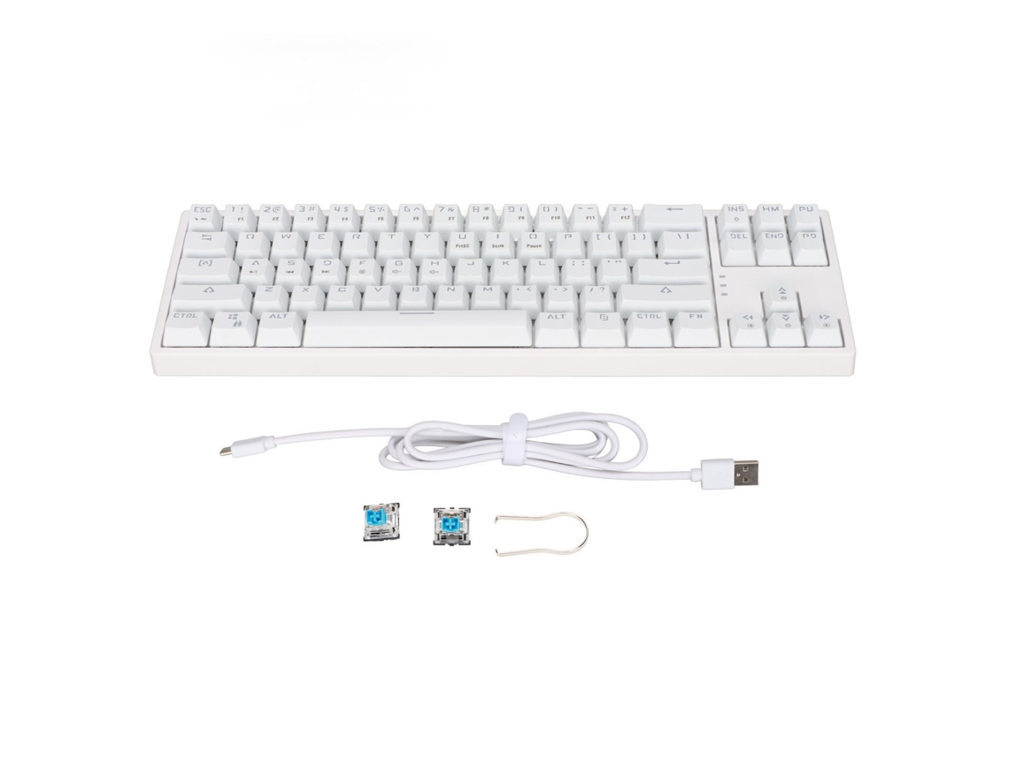 Baoj-2026teclado Mecânico Gaming 71 Teclas Switch Azul Retroiluminação Rgb Com Light Strip Usb Type C Branco