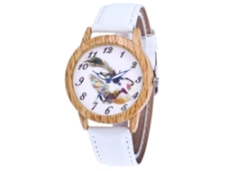 Reloj De Cuarzo Con Correa De Denim Moda Para Mujer Dial Redondo Simple Pulsera Blanca