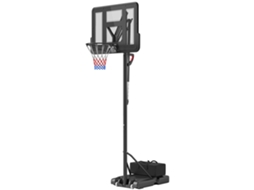 Cesto de Basquete Ajustável (235 305cm, Base com Rodas, Preto)