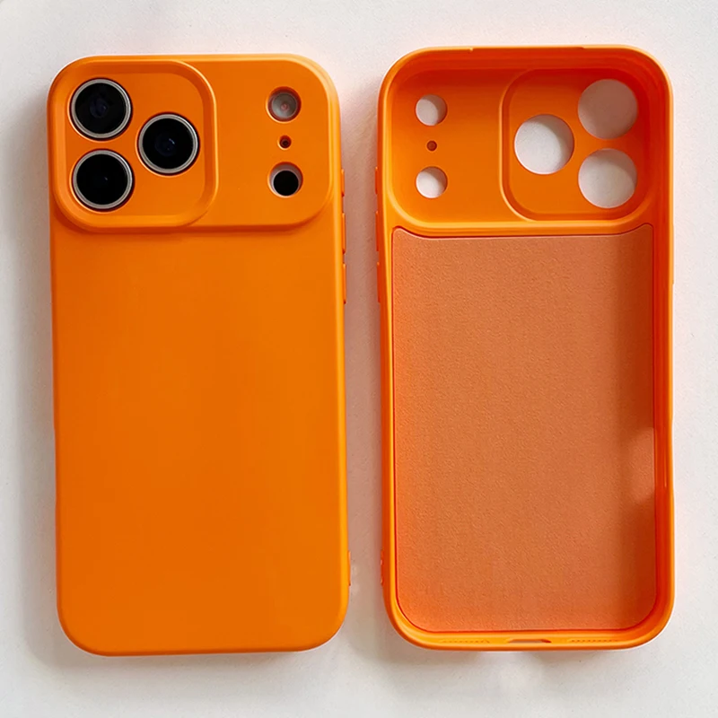 Capa De Silicone Líquido Para Iphone (iphone 15 Plus Laranja), Feita De Tpu Para Proteção Contra Impactos.