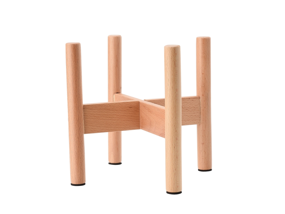 Suporte De Planta Madeira 20cm Altura 18cm Diâmetro Interior