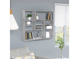 Vidaxl Estante De Parede 90x16x78 Cm Contraplacado Cinzento Cimento
