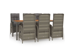 Garden Dining Set, Garden Dining Sets Vidaxl Cinzeto Rattan / Vime (mesa Com 190 Cm De Comprimento)