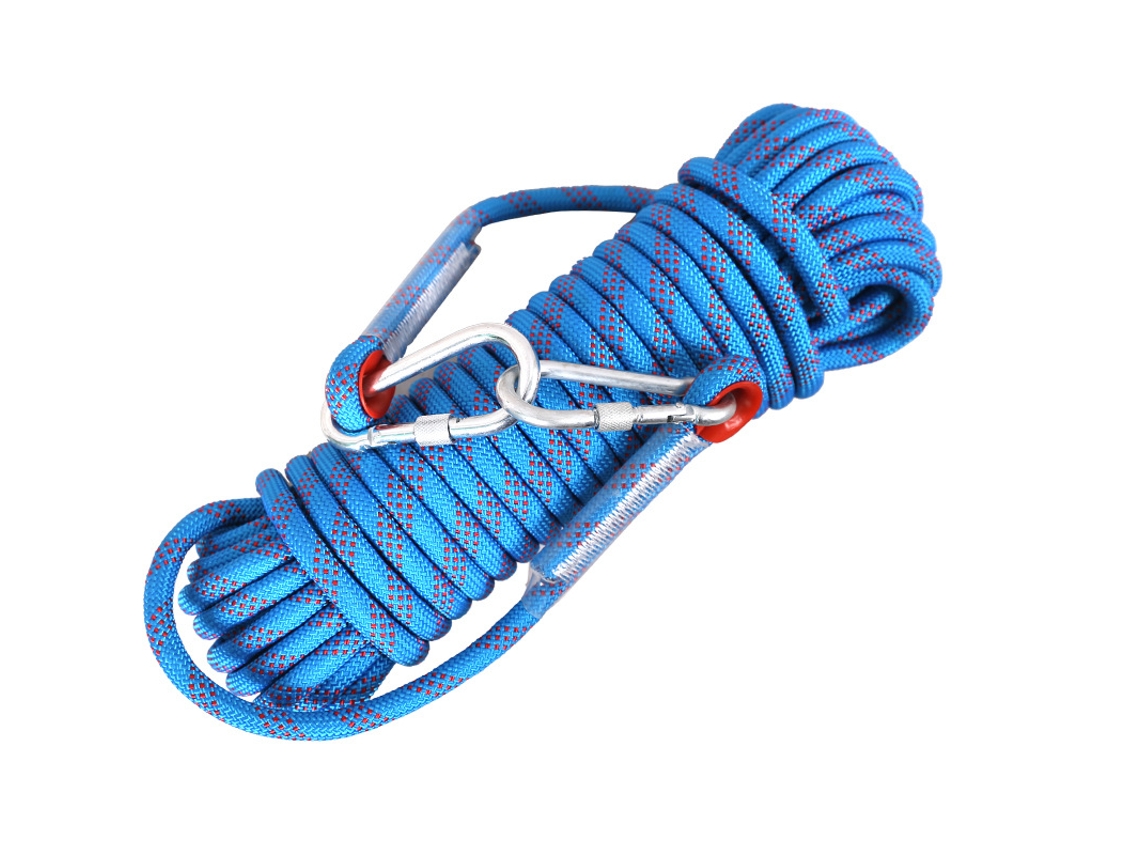 Corda estática de escalada 10 mm com 2 mosquetões AQUAFORGE