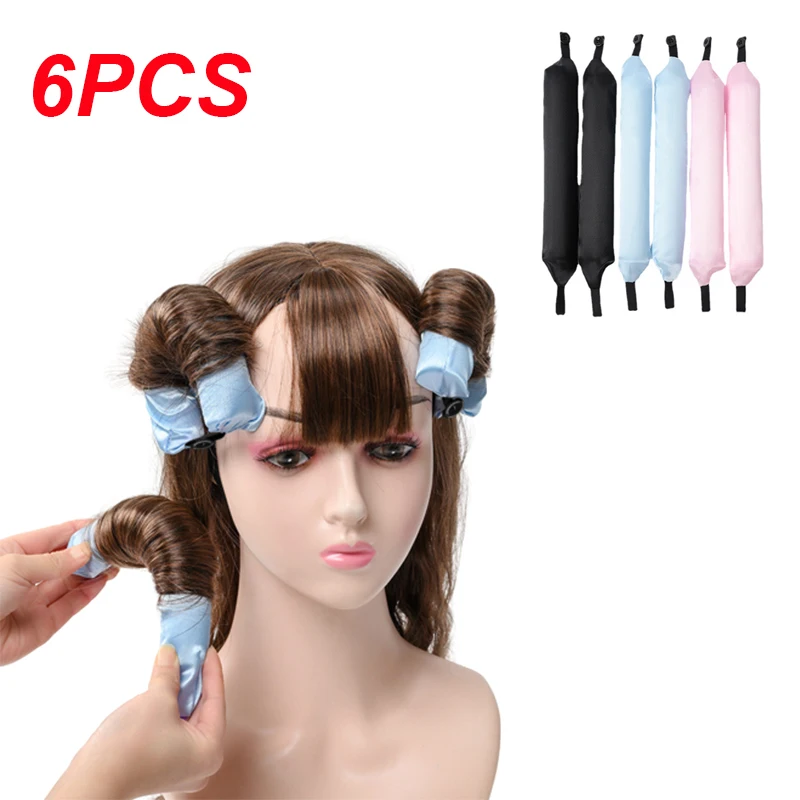 Juego de 6 rizadores sin calor con banda para el pelo, herramientas de peinado de espuma suave - Aquaforge