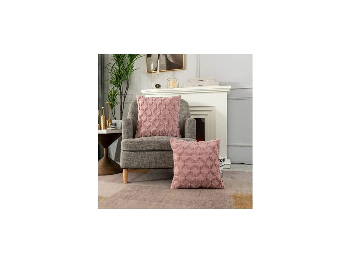 Conjunto De 2 Capas De Almofada E Fronhas, Capas De Almofada Decorativas De Pele Sintética Supermacias E Rosa Para Sofá E Sala De Estar, 45x45 Cm