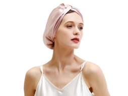 2026 gorro de Seda Natural para Mulheres Cuidado do Cabelo Gorro Noturno com Elástico para Manter na Cabeça Rosa