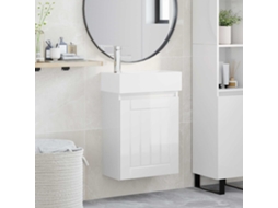Vidaxl Conjunto De Móveis De Banheiro Com Torneira Branco Brilhante