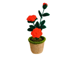 Conjunto de 3 Flores de Rosas Artesanais em Vaso LAXISCREED