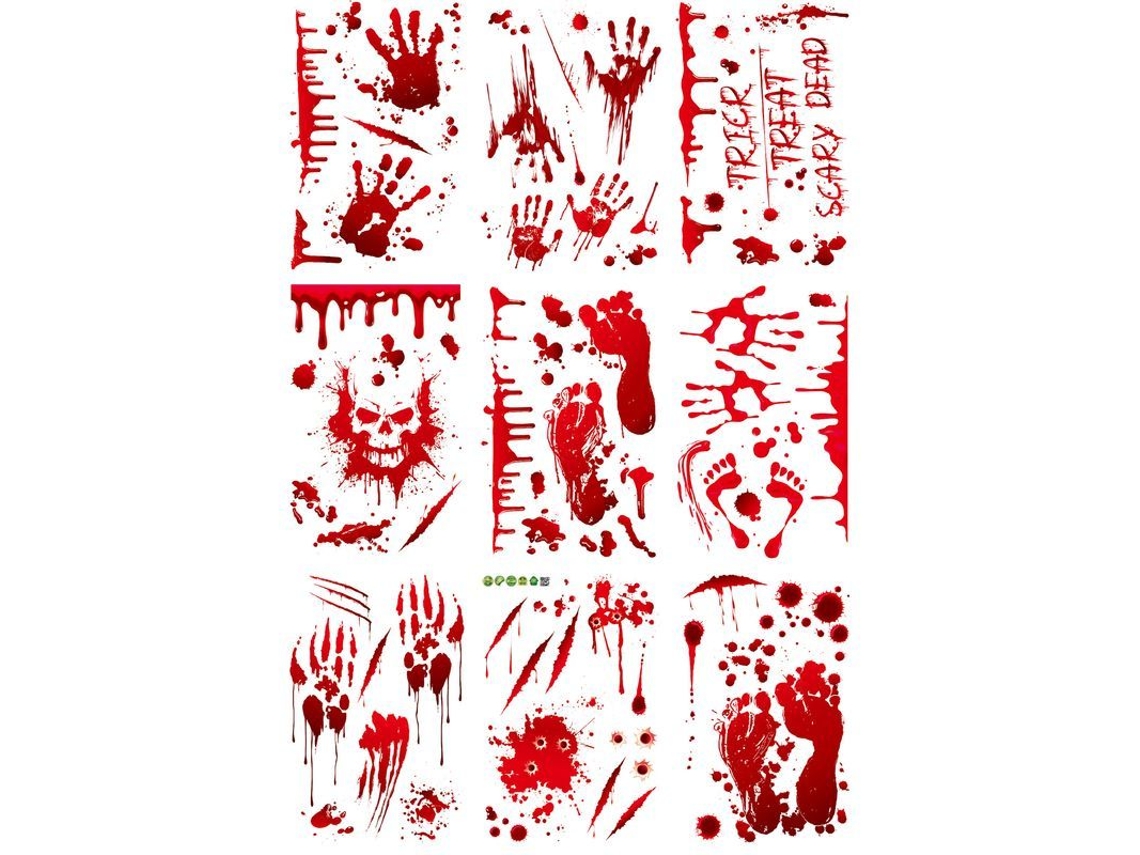Adesivo De Mãos E Pegadas Sangrentas Para Decoração De Halloween Em Janelas E Parede
