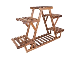Suporte Para Plantas, 6 Andares, Design Em Madeira, Marrom