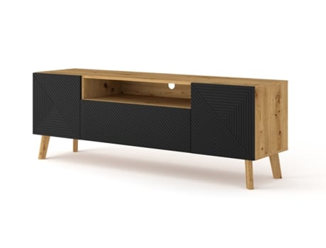 Móvel de TV AKL FURNITURE PRIVATE Luxi (Carvalho Claro e Preto - Madeira engenheirada - 160x42x56 cm)