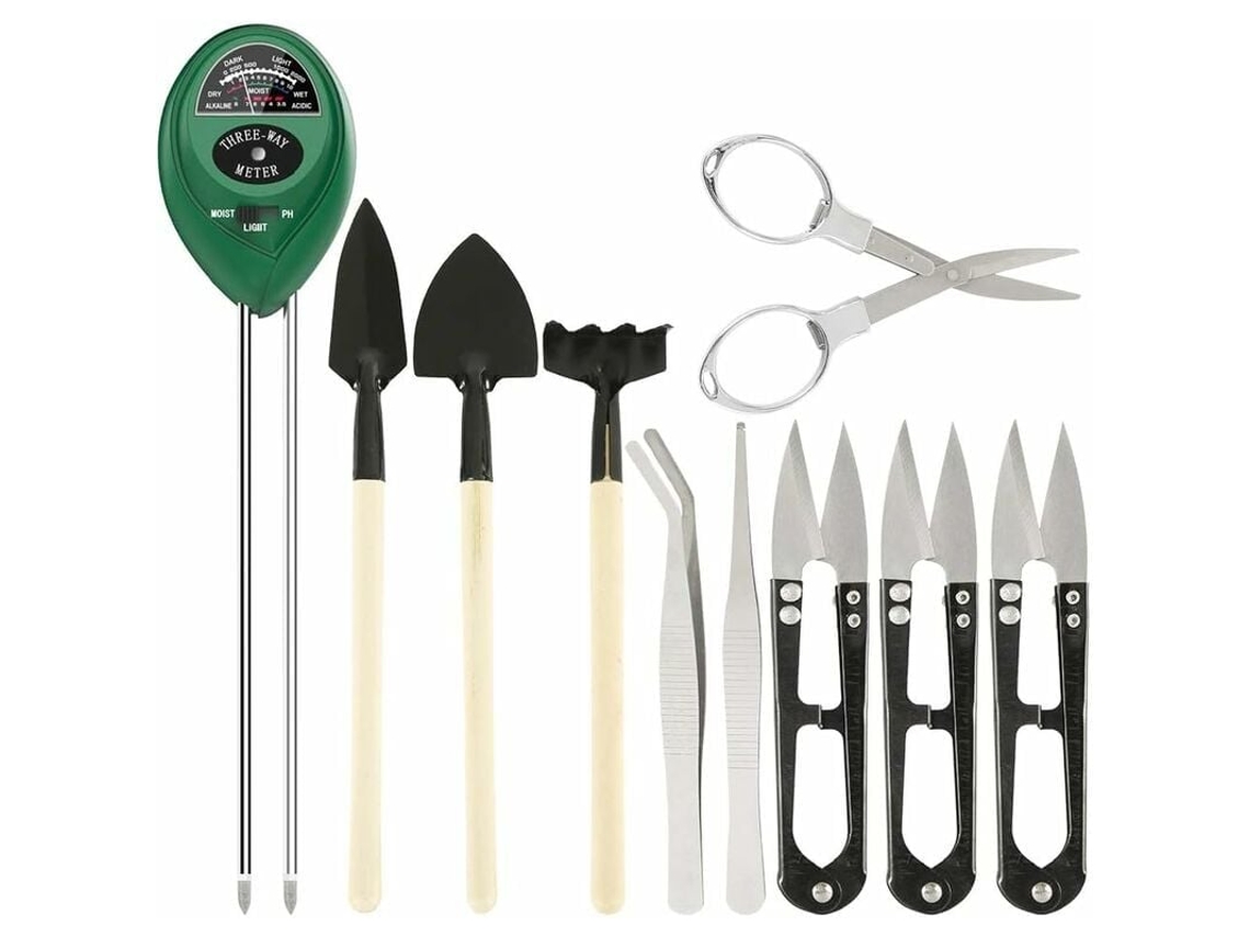 Conjunto de 10 Peças para Teste de Solo 3 em 1, Medidor Ph, Luz, Ferramentas AQUAFORGE