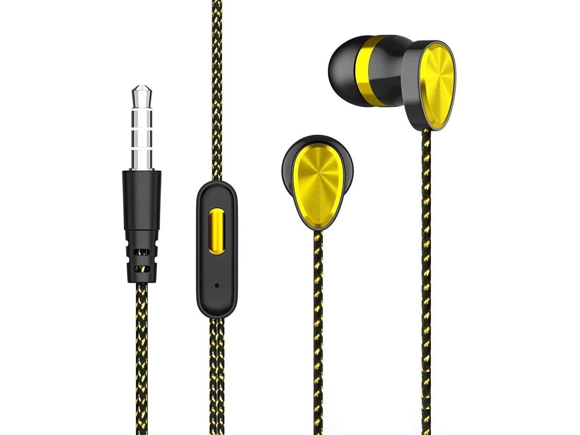 Fones De Ouvido Com Fio 3, 5mm Com Cancelamento De Ruído E Graves Potentes Para Jogos Esportes Design Intra Auricular