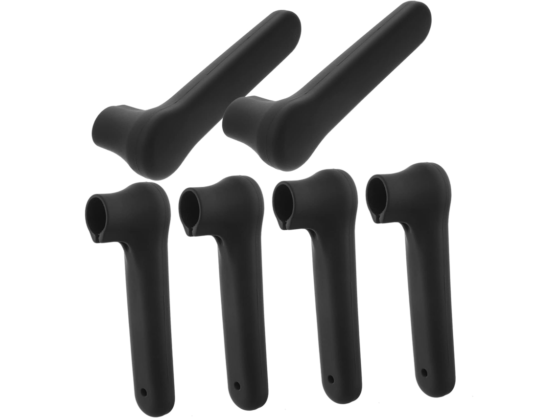 Conjunto De 6 Peças Protetores Maçaneta Porta À Prova Bebês, Em Silicone, Gel Preto