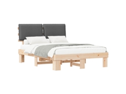 Estrutura de Cama com Cabeceira Estofada Cinza Escuro MAISON EXCLUSIVE