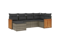 Conjunto de 6 Sofás de Jardim com Almofadões Vime Cinzento MAISON EXCLUSIVE (80x200 cm)