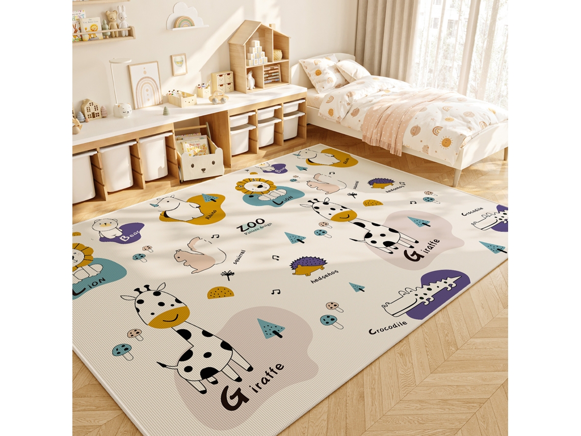Tapete de Atividades Antiderrapante com Animais, Tapete de Engatinhar Infantil, Tapete Decorativo para Área de Jogos,estilo 3/80x120cm GERTIZ