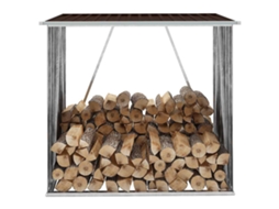 Vidaxl Abrigo P/ Arrumação De Troncos Jardim Aço 163x83x154cm Castanho
