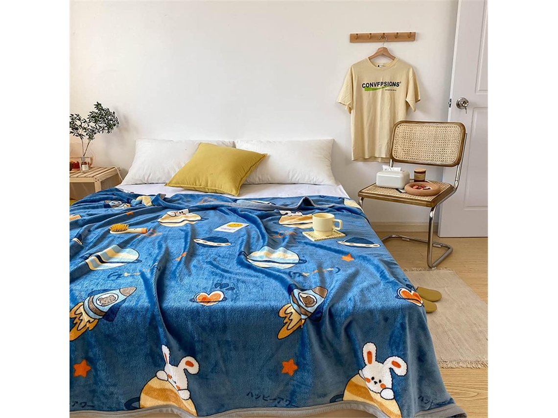 Manta de Inverno Fansu em Fleece com Estampa Planet Blue Macia e Quente Flanela Grossa Ideal para Cama Criança