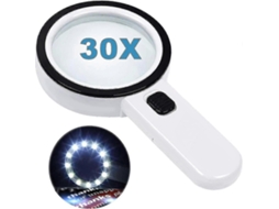 Lupa De Leitura Com 12 Luzes Led, Lente Dupla E Ampliação De 30x. Ideal Para Leitura Fácil De Moedas, Selos E Mapas. Perfeita Para Aquaforge