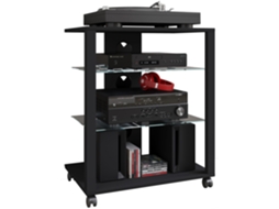 Móveis Hifi Rack Vidro Fono Folas Rodízios Vcm