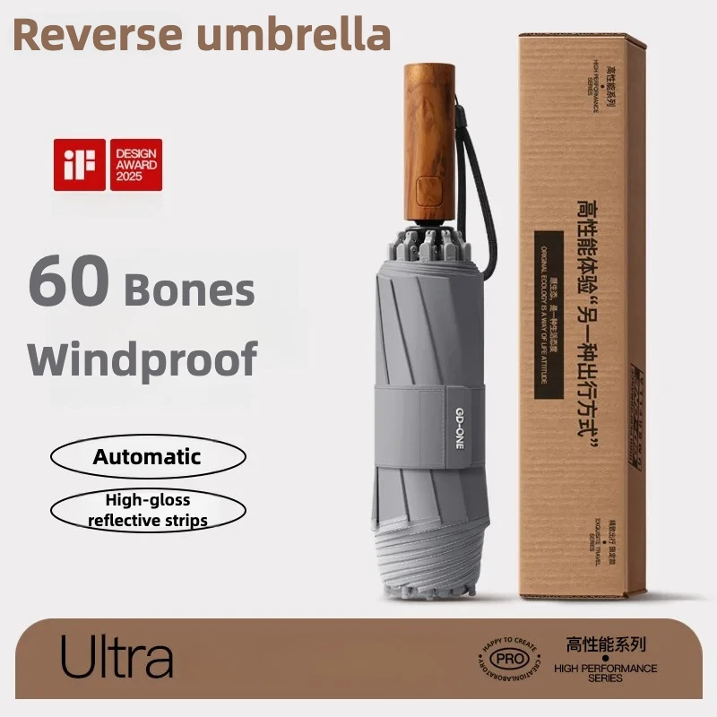 Guarda chuva Reversível Automático com Proteção UV MDUG (cinza Neblina, 10k)