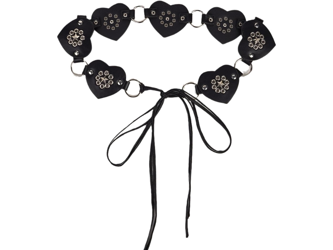 Cinto feminino estilo subcultura, cinto com cadarço, cinto gótico com tachas, tachas para calças, decorações para