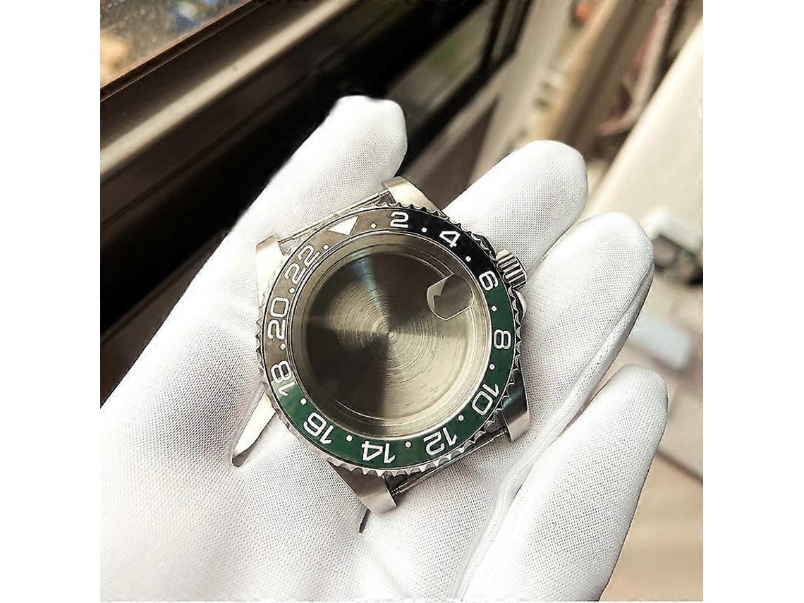 Caixa Para Relógio Rolex 2813/8215/2836/3804/8200 Gmt, Cor: Gmt, Aro De Cerâmica Preto E Verde.