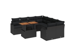 Conjunto 9 Móveis Para Exterior Vidaxl Preto Vime Pe (100 X 55 X 73 Cm)