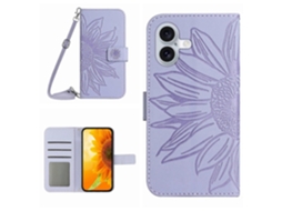 Capa De Couro Com Toque De Girassol E Alça De Ombro Para Iphone 16