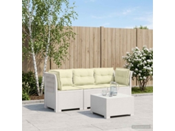 Vidaxl Sofá De Jardim 3 Lugares Com Almofadas Visual Rattan Pp Branco