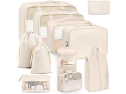 Conjunto de 10 Peças para Organização Viagem, Incluindo Cubos Organizadores de Bagagem e Bolsas Armazenamento BRILVIBERA
