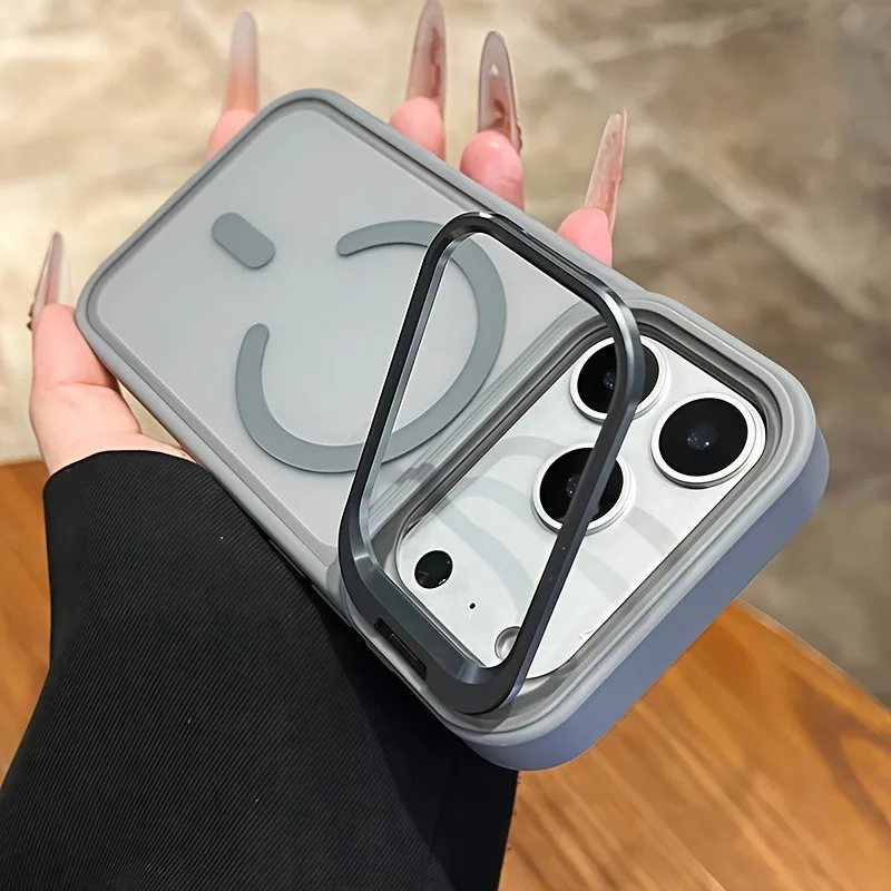 (iphone 13 Pro Max Cinza) Capa De Luxo Magnética Semitransparente Para Iphone, Compatível Com Fixação Magnética.