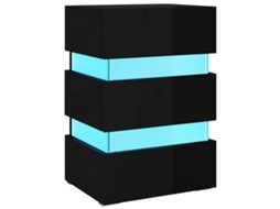 Mesa de cabeceira MAISON EXCLUSIVE com luzes LED em madeira Preto Brilhante (45x35x52 cm)