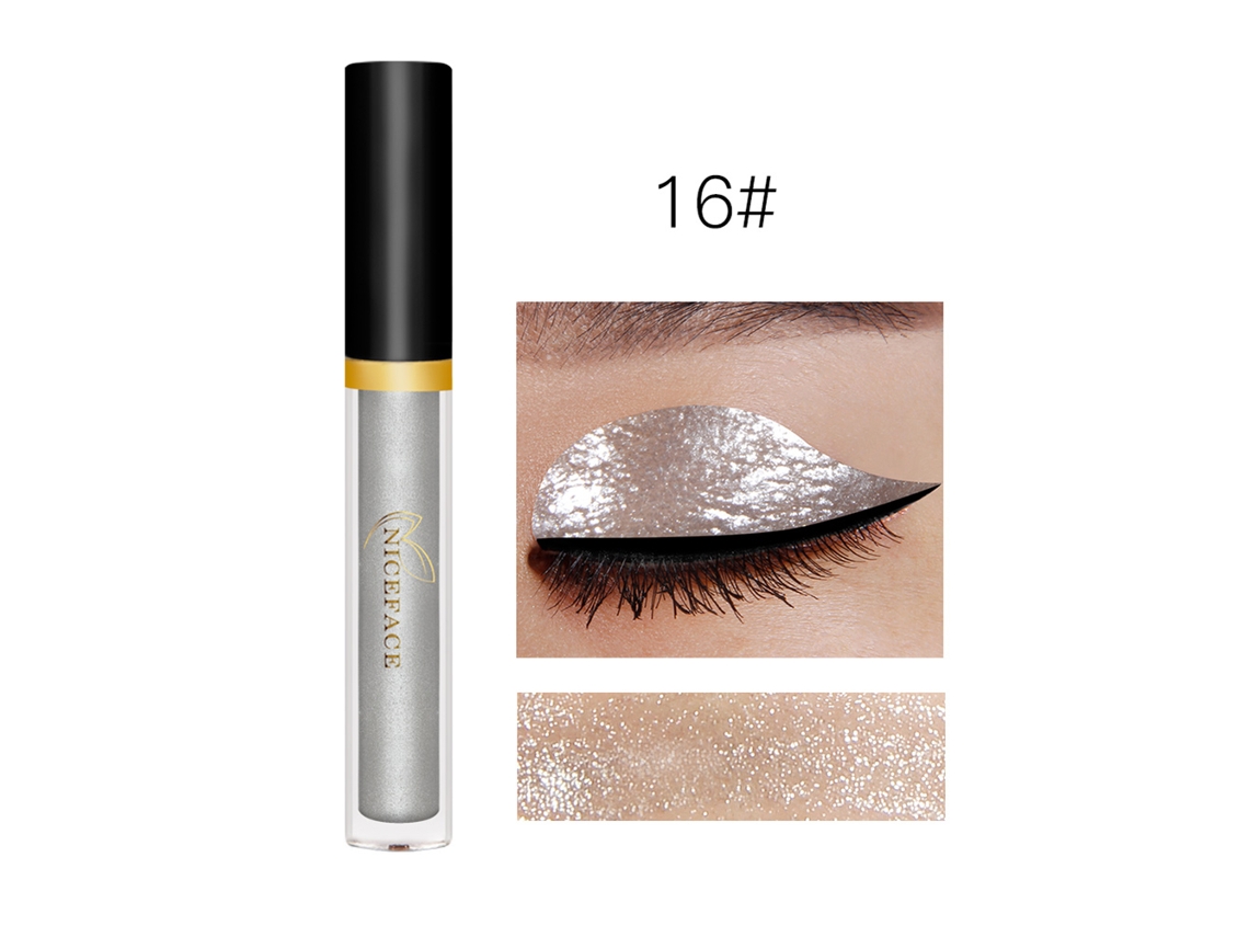 Sombra De Olho Líquida Glitter Pearl Niceface 16, Duradoura Sunflare
