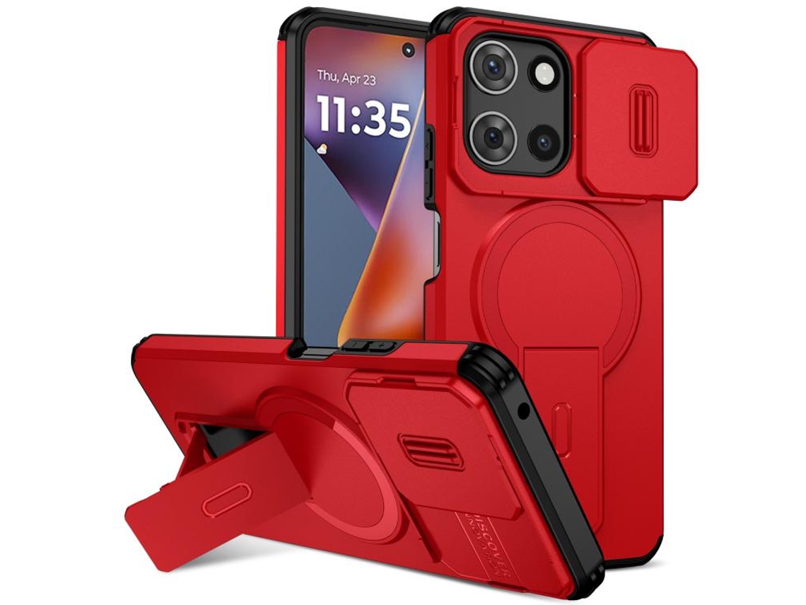 Capa Zruxe Compativel Com Motorola Moto G 5g 2025 (suporte Magsafe - Protecao Deslizante - Vermelha)