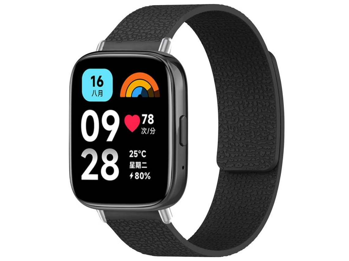 Bracelete para Redmi Watch 3 Active / Lite Silicone Magnético com Textura de Lichia Preta XIAOMOYU
