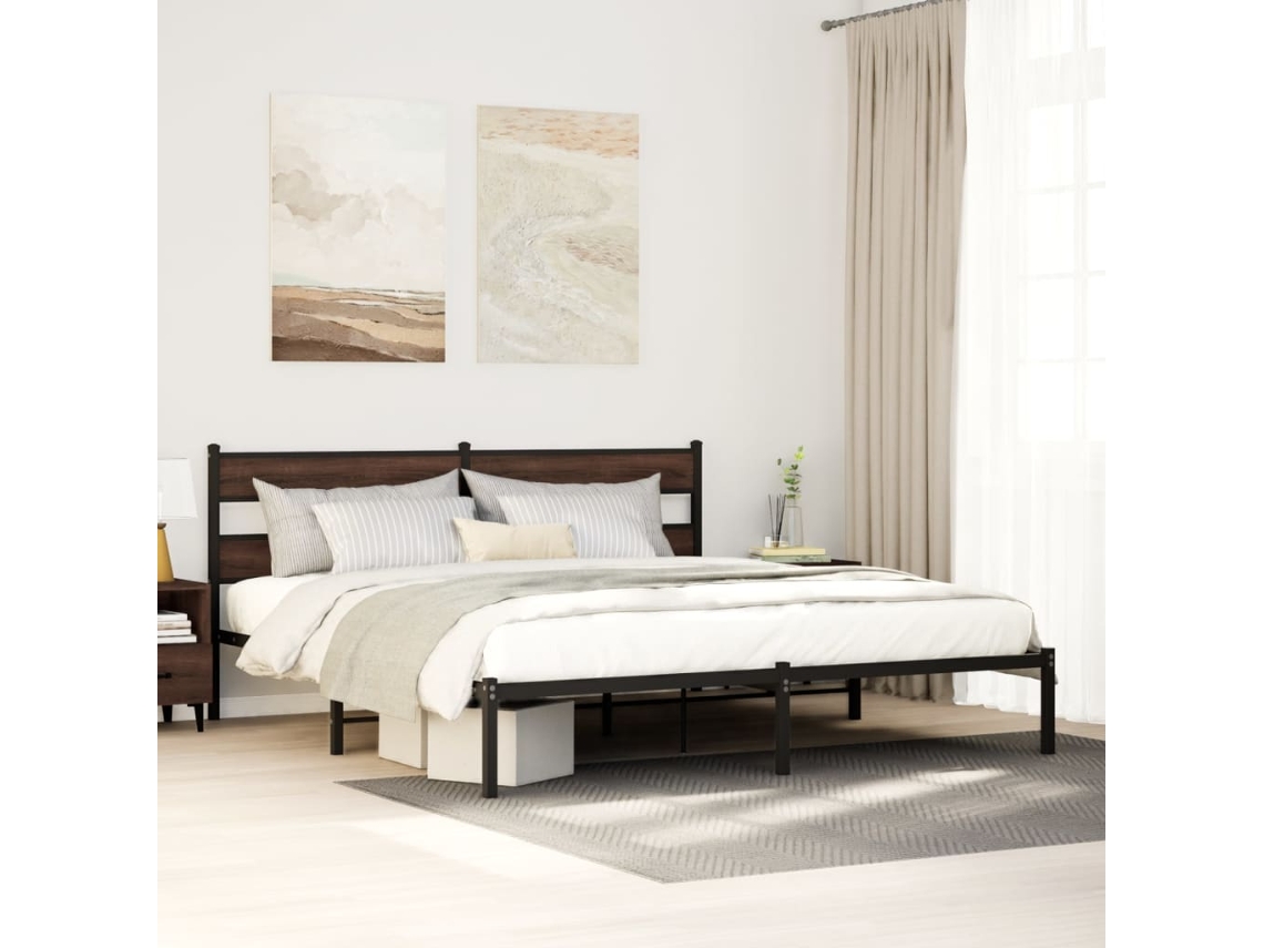 Vidaxl Cama Sem Colchão Com Cabeceira 183x213 Cm Carvalho Castanho
