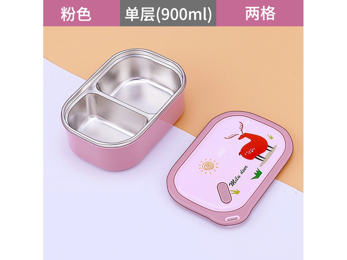 Lancheira Isolada em Aço Inoxidável 304 Caixa Bento Cama Simples Compartimento Estudante Aquecível Portátil Cartoon Lancheira Rosa XLT