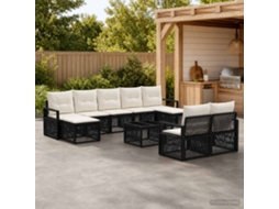 Vidaxl Conjunto De Sofá De Jardim 10 Unid. Preto Vime Pe