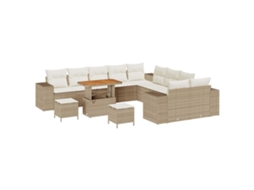 Maison Exclusive - Conjunto De Sofá De Jardim 13 Pcs Bege E Creme Vime Pe