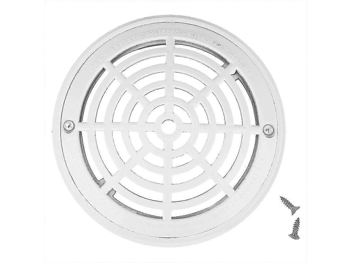 Tampa De Dreno De Piscina De 8 Polegadas, Com Grade Superior E Placa De Montagem Inferior, Branca