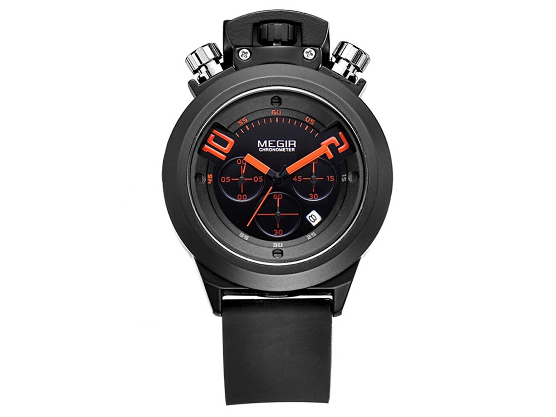 Reloj De Cuarzo Deportivo Simple Y Moderno Con Luminiscencia Para Hombres Megir Negro